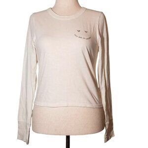 NEW Aerie "I'LL DO IT LATER" Cotton Crop Off-White Slim Fit T-shirt Size L